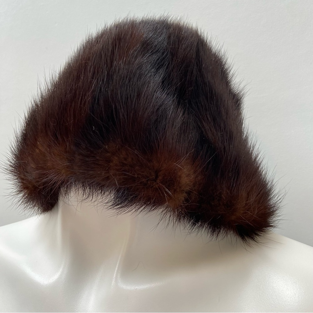 VINTAGE BROWN SOFT MINK FUR HAT